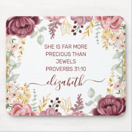 パステルエレガントピンクの花の聖なる書物、 経典名 マウスパッド
