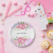 パステルエレガントピンクアジサイ花パーティー ペーパープレート (パーティー)