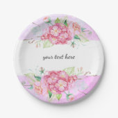 パステルエレガントピンクアジサイ花パーティー ペーパープレート (正面)
