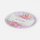 パステルエレガントピンクアジサイ花パーティー ペーパープレート (アングル)