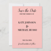 パステルエレガントピンクウェディング日付カードを保存 セーブザデート (裏面)