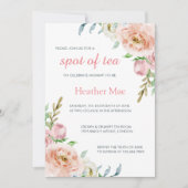 パステルエレガントピンクガールフローラベビーシャワー 招待状 (正面)