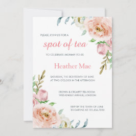 パステルエレガントピンクガールフローラベビーシャワー 招待状