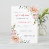 パステルエレガントピンクガールフローラベビーシャワー 招待状 (スタンド正面)