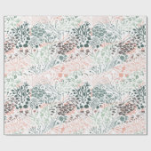 パステルエレガントピンクグリーンミントフローラ植物学 ラッピングペーパー (フラット)