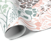 パステルエレガントピンクグリーンミントフローラ植物学 ラッピングペーパー (ロールコーナー)