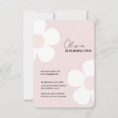 パステルエレガントピンクデイジー春誕生日 招待状 (正面)