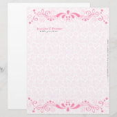 パステルエレガントピンクトーンヴィンテージフローラレース レターヘッド (正面/裏面)
