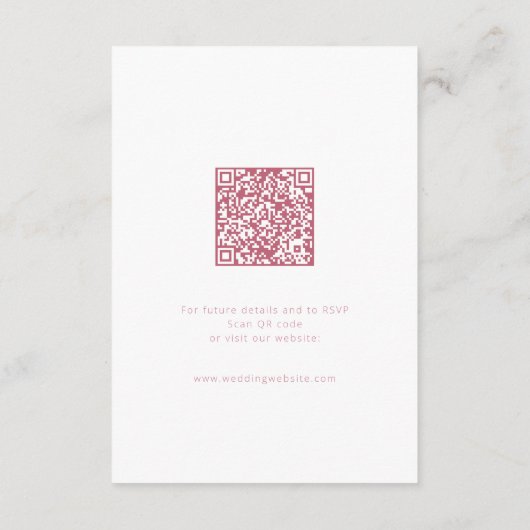 パステルエレガントピンクハンドドロードボウの結婚詳細 エンクロージャーカード (裏面)