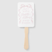 パステルエレガントピンクハンドドロードボウ結婚式 プログラム ハンドファン (正面)