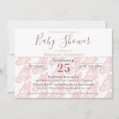 パステルエレガントピンクバタフライガールベビーシャワー 招待状 (正面)