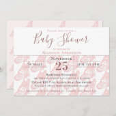 パステルエレガントピンクバタフライガールベビーシャワー 招待状 (正面/裏面)