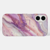 パステルエレガントピンクパープルと金ゴールドスワール大理石 Case-Mate iPhoneケース (裏面 (横))