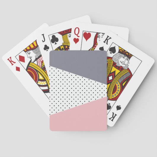 パステルエレガントピンクパープル幾何学水玉模様 トランプ (裏面)