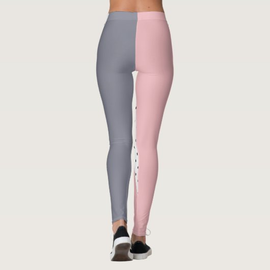 パステルエレガントピンクパープル幾何学水玉模様 レギンス (裏面)