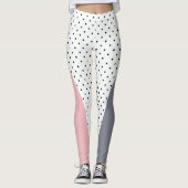 パステルエレガントピンクパープル幾何学水玉模様 レギンス (正面)