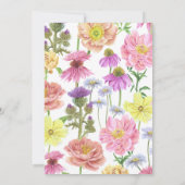 パステルエレガントピンクビーとワイルドフラワーベビーシャワー 招待状 (裏面)