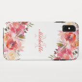 パステルエレガントピンクピーチバラフローラモノグラム Case-Mate iPhoneケース (裏面(横))