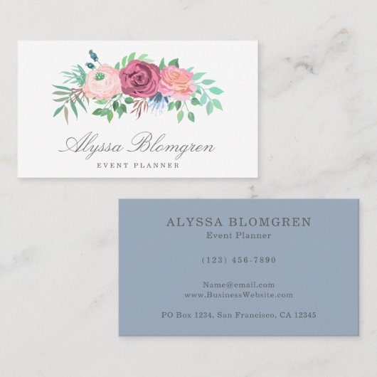 パステルエレガントピンクフローラガーランド 名刺 (正面/裏面)