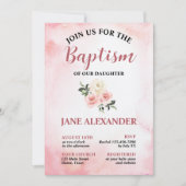 パステルエレガントピンクフローラバプテスマ 招待状 (正面)