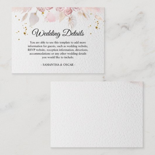 パステルエレガントピンクフローラフレファンシーーム エンクロージャーカード (正面/裏面)