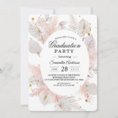 パステルエレガントピンクフローラフレームと金ゴールドドロップ 招待状 (正面)