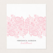 パステルエレガントピンクフローラペイズリーレース 名刺 (外部フラット)