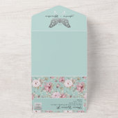 パステルエレガントピンクブルーフローラ結婚ズ オールインワン招待状 (外側)