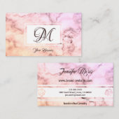 パステルエレガントピンクベージュ大理石モノスタイリッシュグラム 名刺 (正面/裏面)