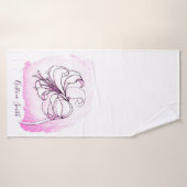 パステルエレガントピンクホワイトリリー水の色の追加の名前 バスタオル (バスタオル)