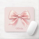 パステルエレガントピンクボウ&ネームパーソナライズされた マウスパッド (マウス)