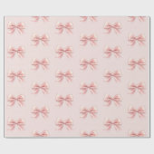 パステルエレガントピンクボウ&ネームパーソナライズされた ラッピングペーパー (フラット)