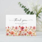 パステルエレガントピンクボヘミアンフィールドワイルドフラワー サンキューカード (スタンド正面)