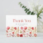 パステルエレガントピンクボヘミアンフィールドワイルドフラワー サンキューカード (スタンド正面)