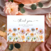 パステルエレガントピンクボヘミアンフィールドワイルドフラワー サンキューカード