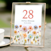 パステルエレガントピンクボヘミアンワイルドフラワー結婚ズ テーブルナンバー