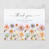パステルエレガントピンクボホワイルドフラワーありがとう ポストカード (正面)