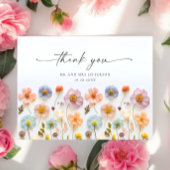 パステルエレガントピンクボホワイルドフラワーありがとう ポストカード