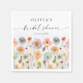 パステルエレガントピンクボホワイルドフラワーブライダルシャワー スタンダードカクテルナプキン (正面)