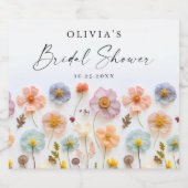 パステルエレガントピンクボホワイルドフラワーブライダルシャワー スパークリングワインラベル (シングルラベル)