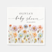 パステルエレガントピンクボホワイルドフラワーベビーシャワー スタンダードカクテルナプキン (正面)