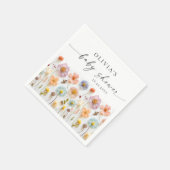 パステルエレガントピンクボホワイルドフラワーベビーシャワー スタンダードカクテルナプキン (角)