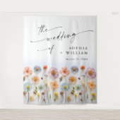 パステルエレガントピンクボホワイルドフラワー結婚ズ タペストリー (正面)