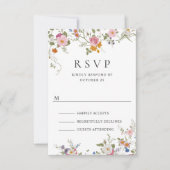 パステルエレガントピンクボホワイルドフラワー結婚ズ 出欠カード (正面)