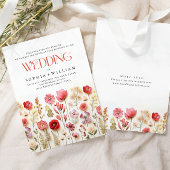 パステルエレガントピンクボホワイルドフラワー結婚ズ 招待状