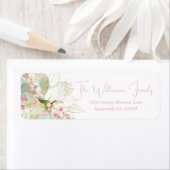 パステルエレガントピンクポインセティアホリデーリターン ラベル (インサイチュ)