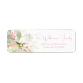 パステルエレガントピンクポインセティアホリデーリターン ラベル (正面)