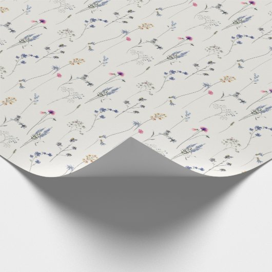 パステルエレガントピンクレッドブルーワイルドフラワーウォーター色 ラッピングペーパー (角)