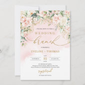 パステルエレガントピンクローズのブ結婚ランチ 招待状 (正面)
