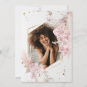 パステルエレガントピンクローズフローラ卒業写真 招待状 (正面)